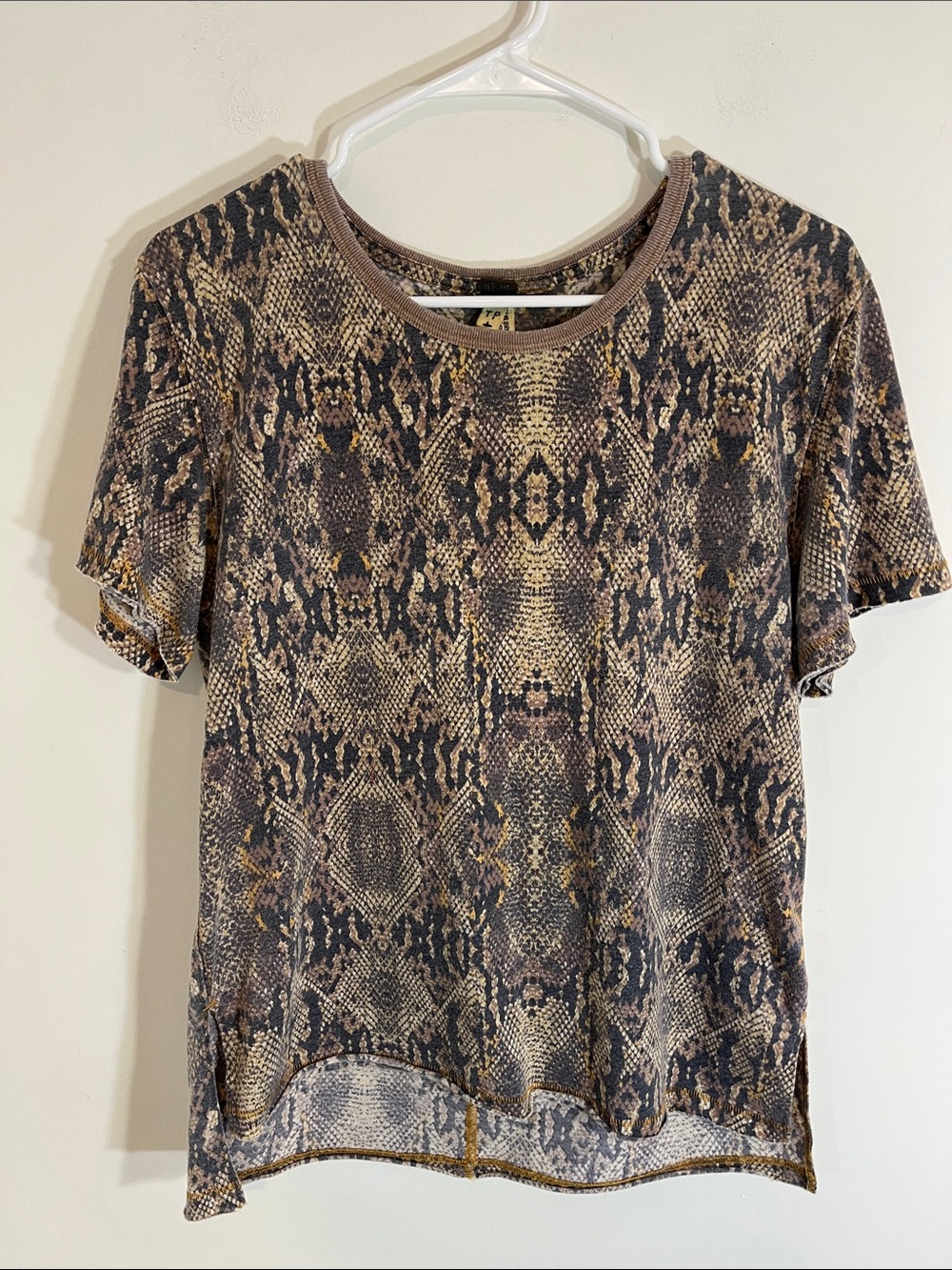 We The Free Knit Top Brown Gray Short Sleeve Soft Stretch Fit XS